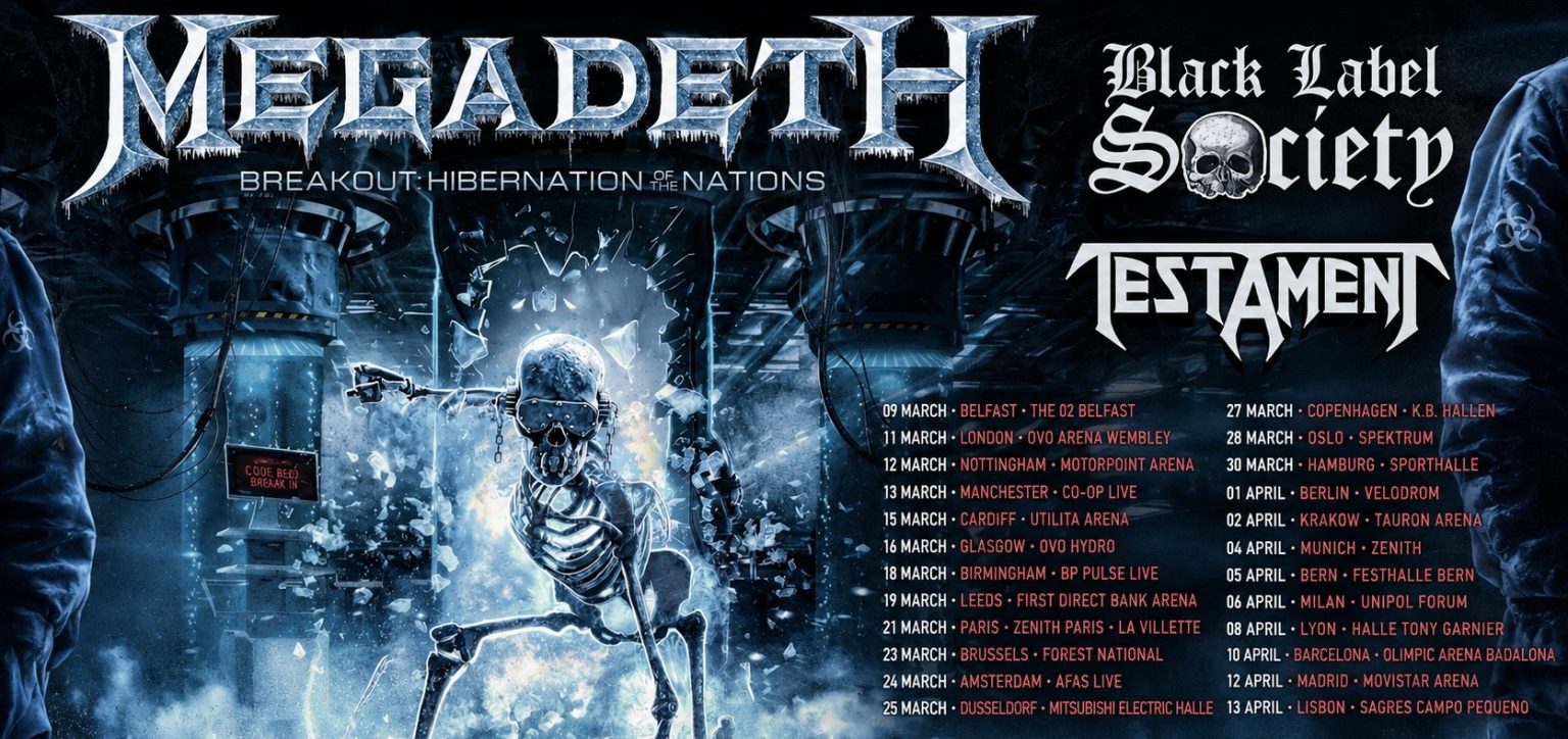 MEGADETH Europatour 2027 mit BLACK LABEL SOCIETY und TESTAMENT